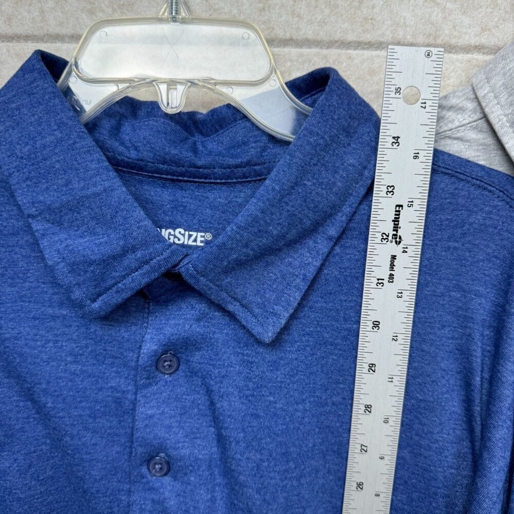 KingSize Men’s XL Heathered Short Sleeve Polo Shirts Lot of 3 Blue & Gray - Picture 7 of 9